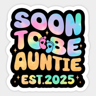 Soon To Be Auntie Est 2025 Tie Dye For New Aunt 2025 Sticker